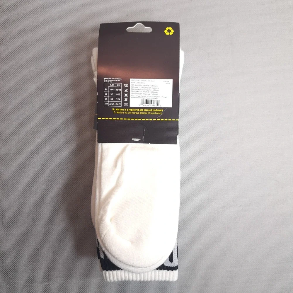 3-Pack Dr. Martens Athletic‎ Logo Socks Size M/L (9-14) White & Black